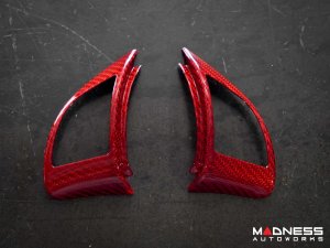 FIAT 500 Steering Wheel Trim Set - 2 pieces - Carbon Fiber - Red Pearl Finish